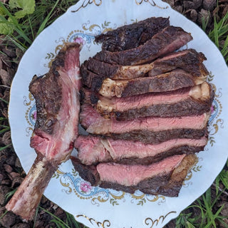 Grass Fed Cote de Boeuf Cooked and Sliced